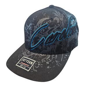 VTG North Carolina Tar Heels Fitted Hat Cap Black FRTYSVN L/XL UNC Embroidered